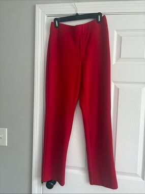 Red Straight-Leg Pants